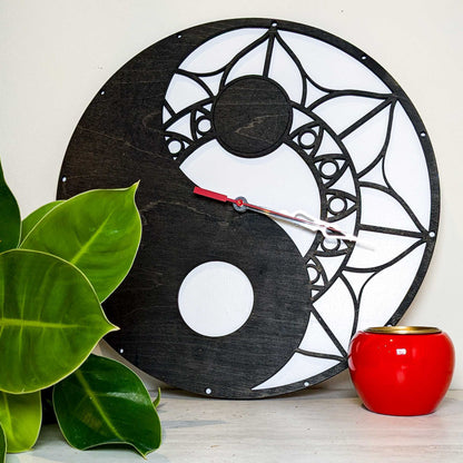 Wooden Yin and Yang Clocks