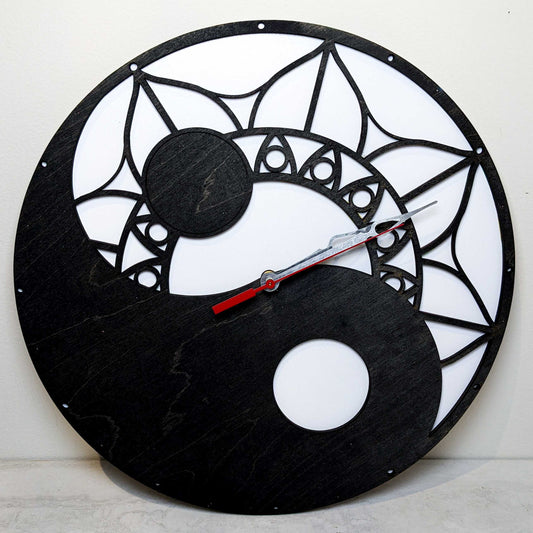 Wooden Yin and Yang Clocks