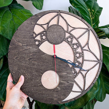 Wooden Yin and Yang Clocks