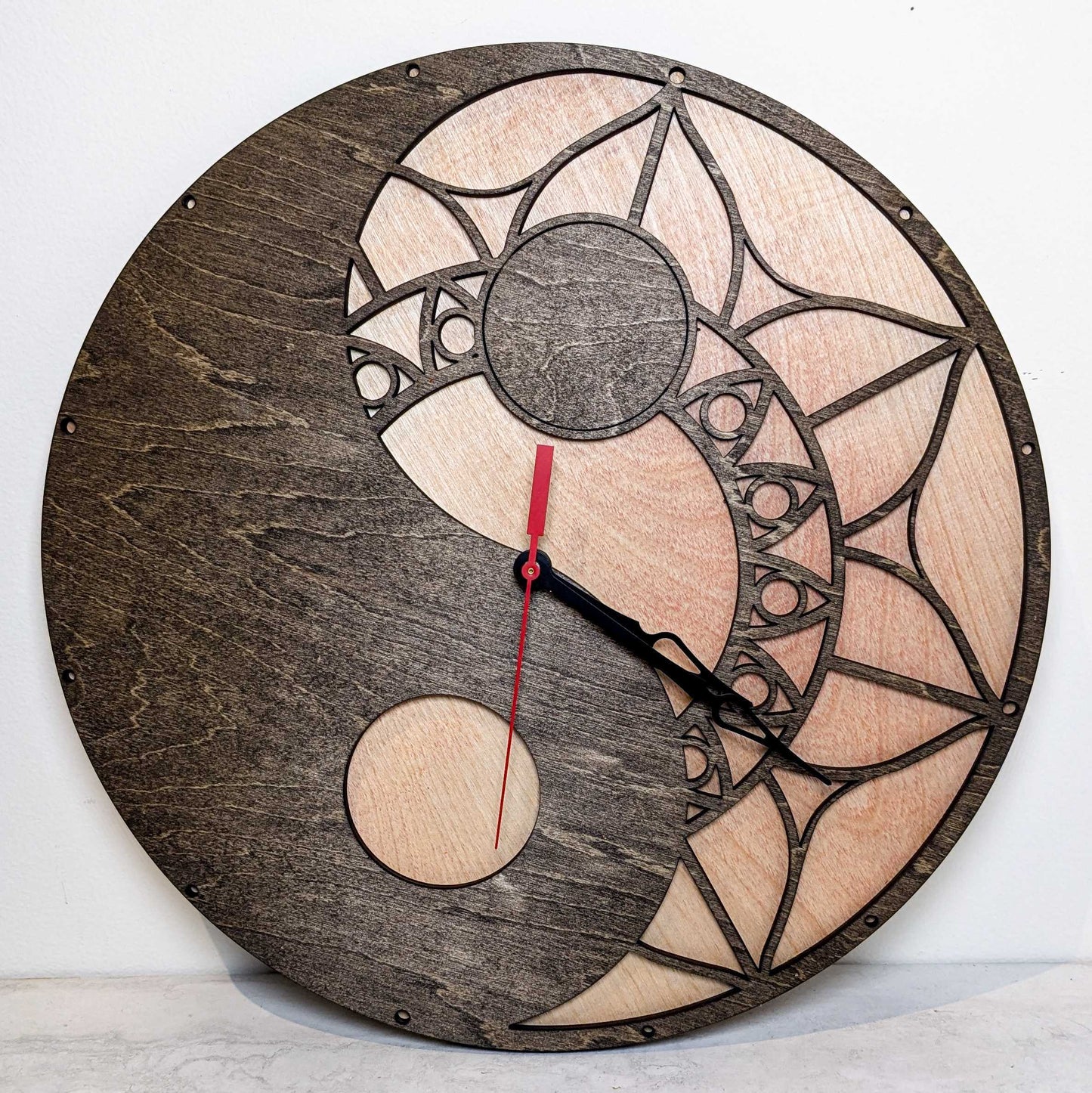 Wooden Yin and Yang Clocks