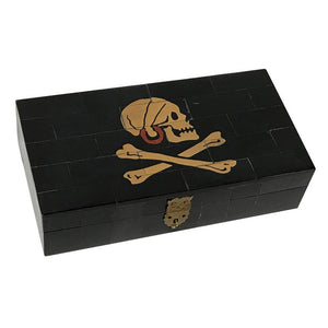 Black Horn Box w/ Engraved Pirate Henry Everys Flag 6-1/4"