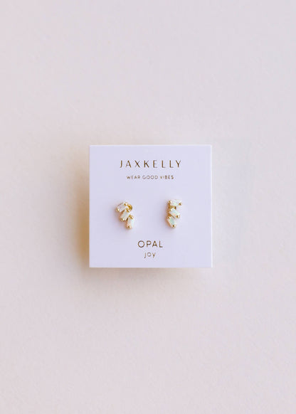 Offset Trio - White Opal Stud Earring