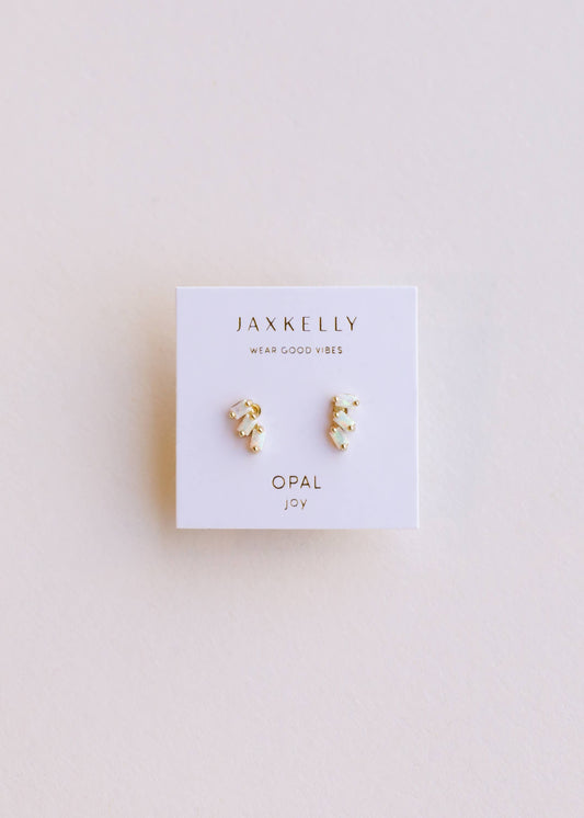 Offset Trio - White Opal Stud Earring