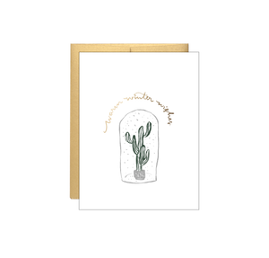 Warm Winter Wishes Cactus Holiday Card