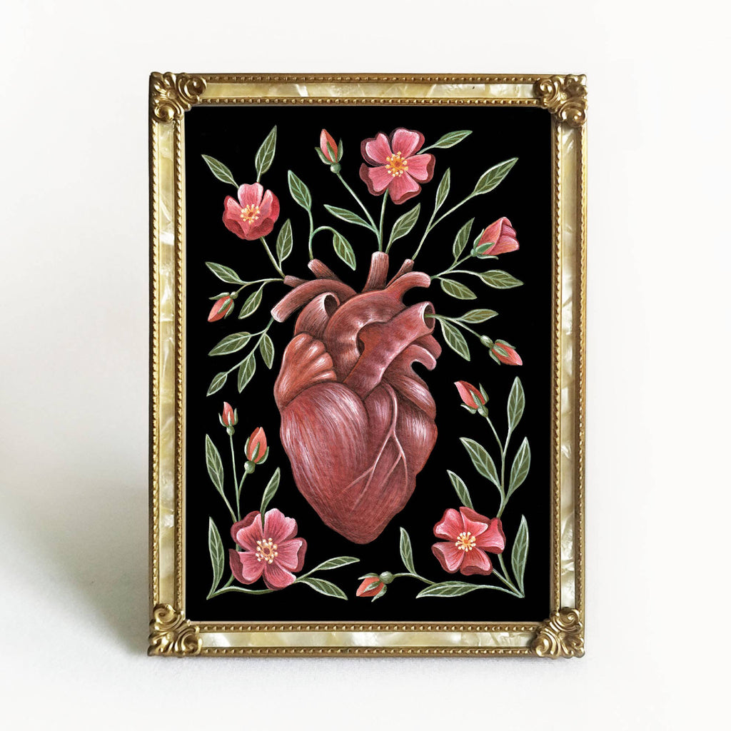 Heart Art Print Folk Decor | Various Sizes