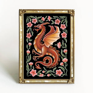 Dragon Art Print Folk Decor | Various Sizes
