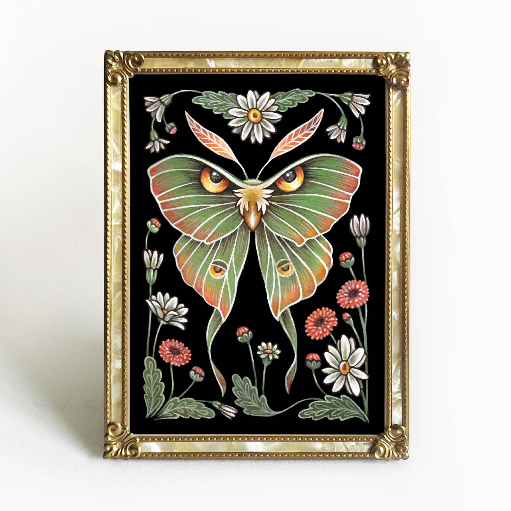 Moth Art Print Folk Decor | Various Sizes