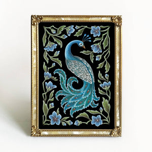 Peacock Art Print Folk Decor | Various Sizes