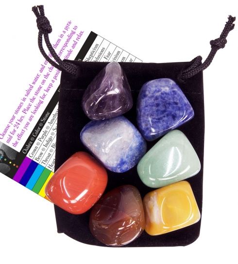 Chakra Tumbled Stone Balancing Kit w/ Velvet Pouch