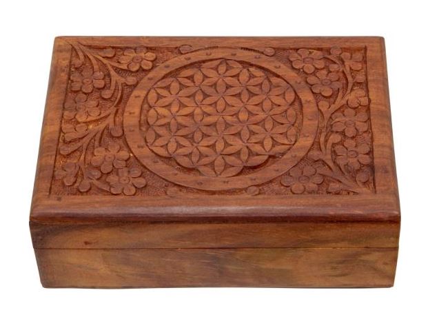 Flower of Life Carved Wooden Box