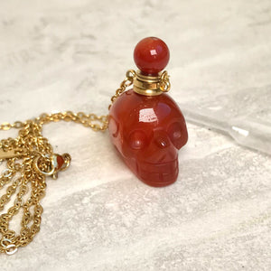 Crystal Skull Potion Bottle Necklace - Various Crystal Options