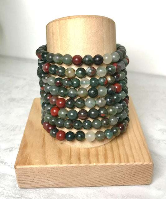 8mm Bloodstone Bead Bracelet