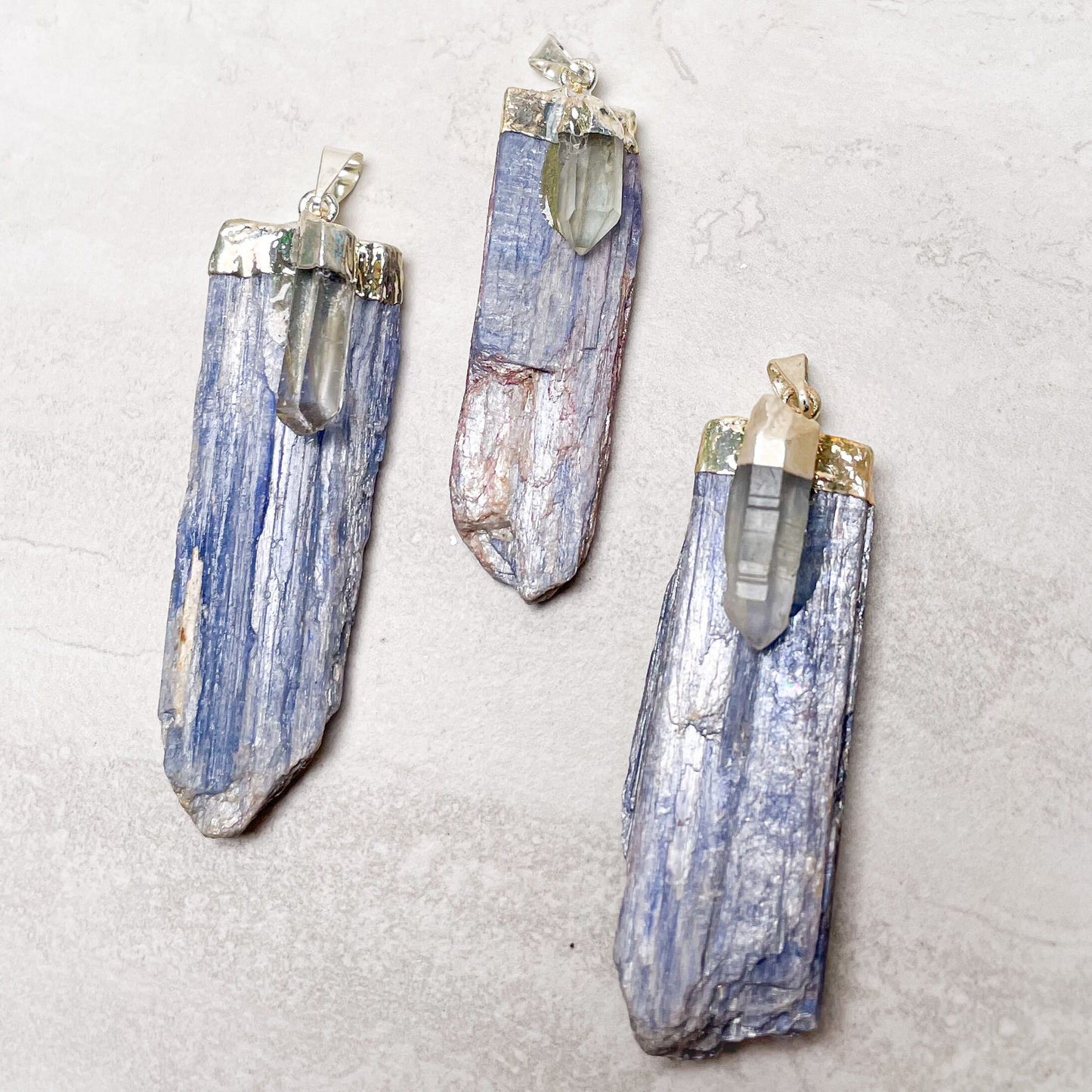 Blue Kyanite with Clear Quartz Pendant