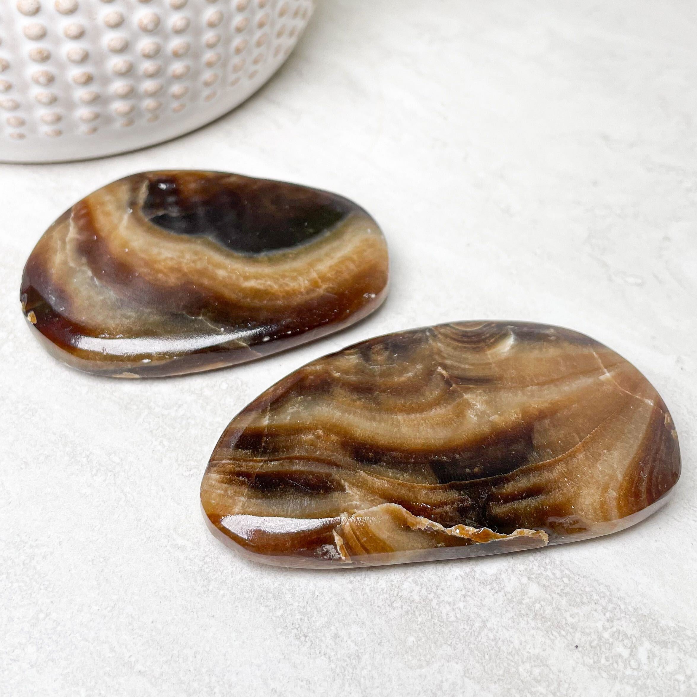 Chocolate Calcite Flat Palmstone 2.5"-3"