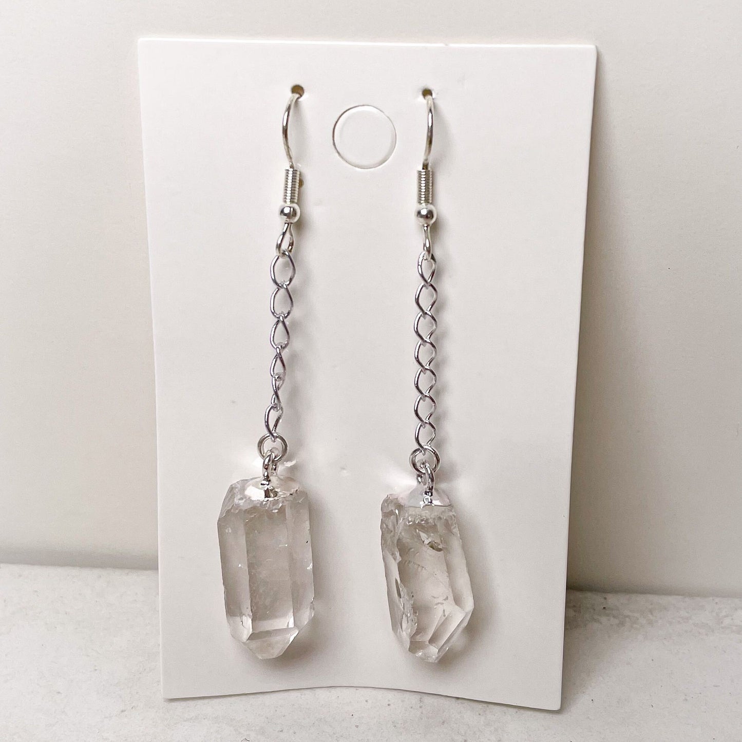 Clear Quartz Chain Earrings