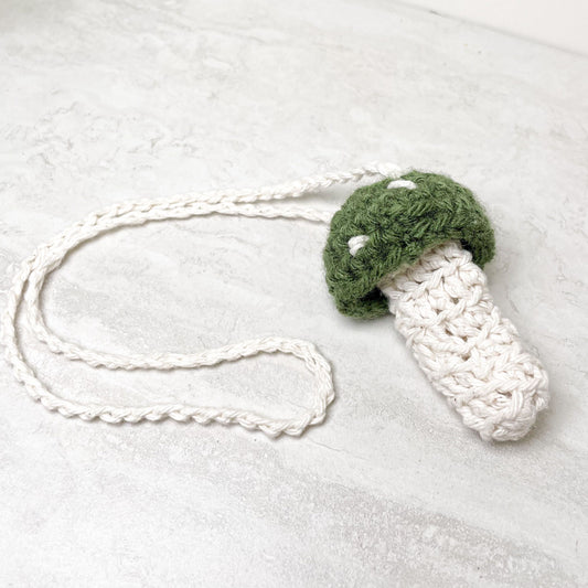 Crochet Mushroom Necklace/Pouch