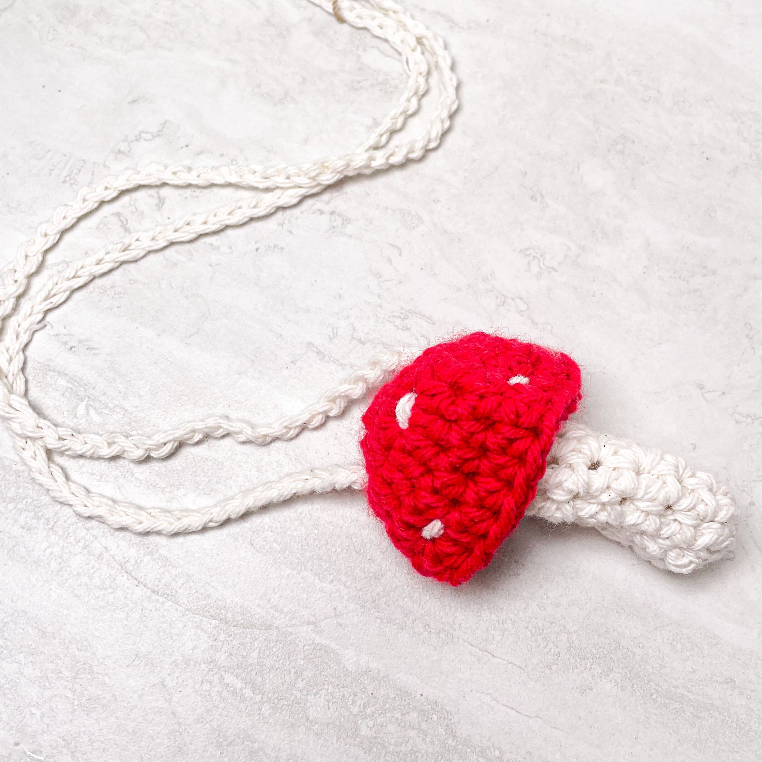 Crochet Mushroom Necklace/Pouch