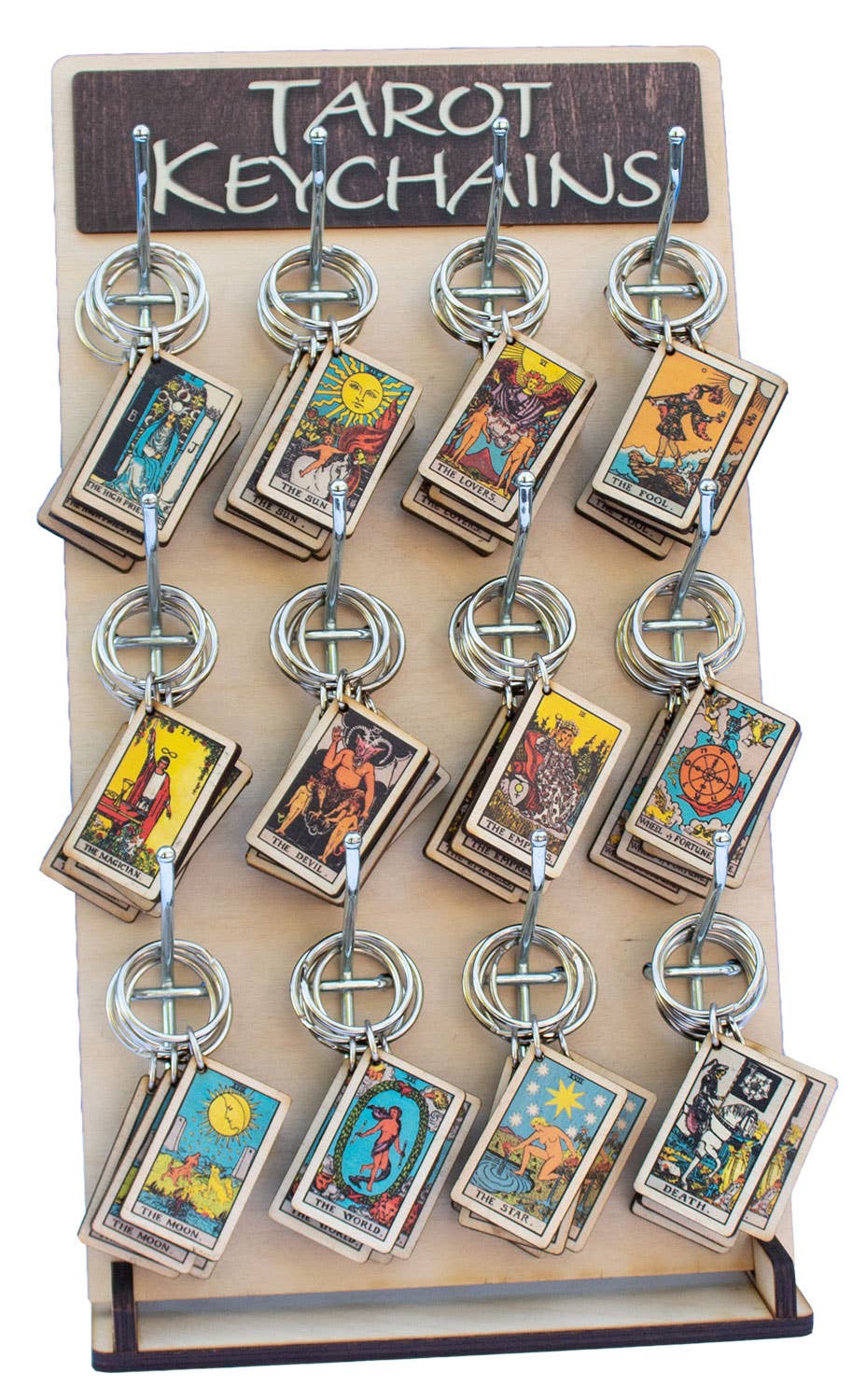 Tarot Card Full Color Wooden Keychains with metal ring