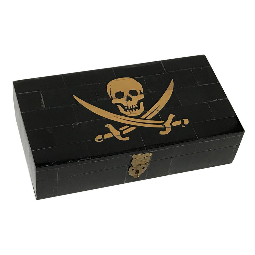 Pirate Captain Jack Rackham Flag Black Horn Box 6-1/4"