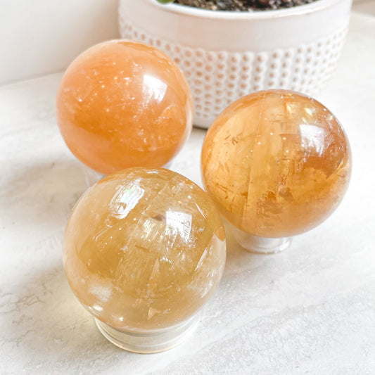 Honey Calcite Spheres