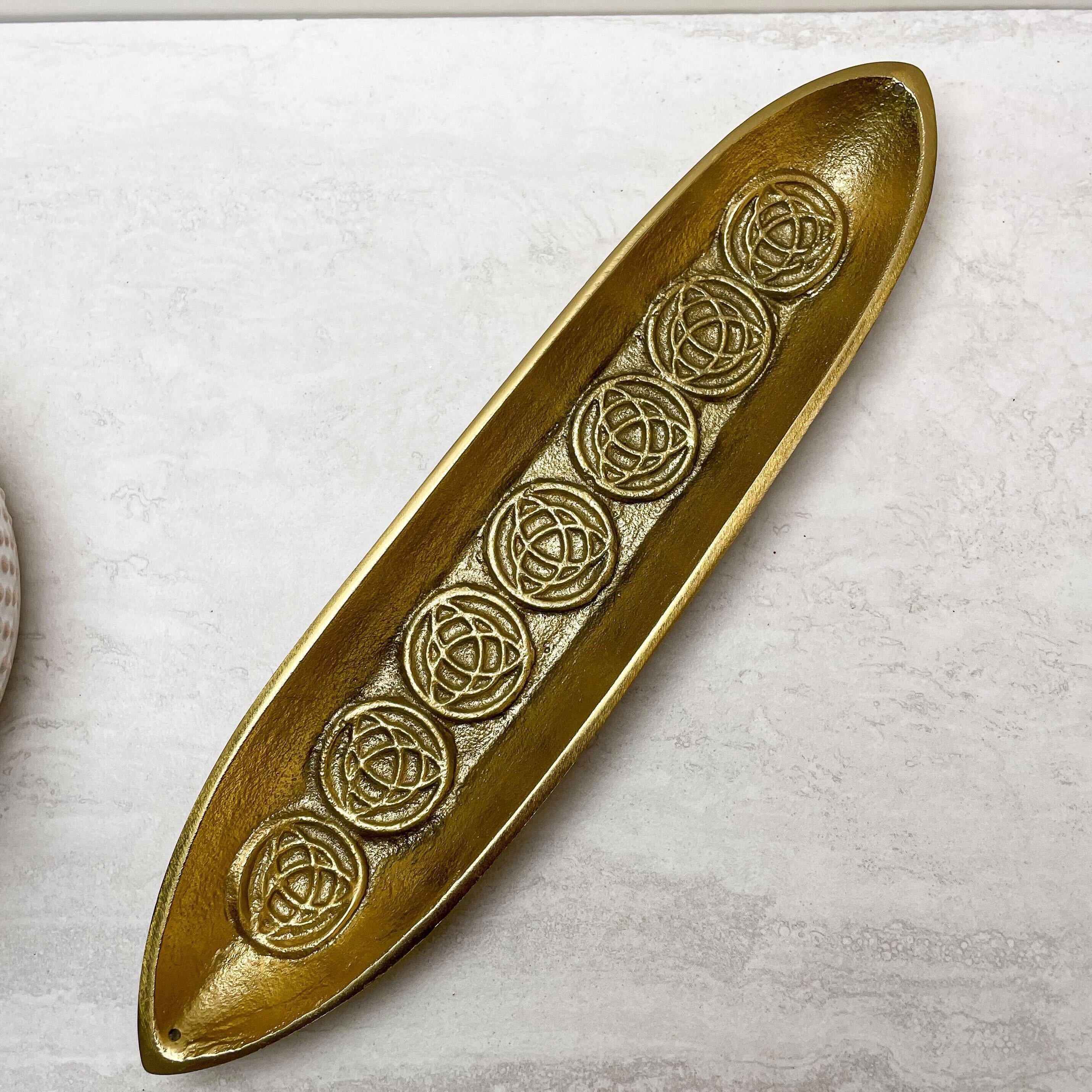 Celtic Trinity Metal Boat Incense Burner