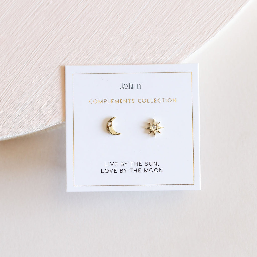 Moon Sun CZ Stud Earrings | Jax Kelly