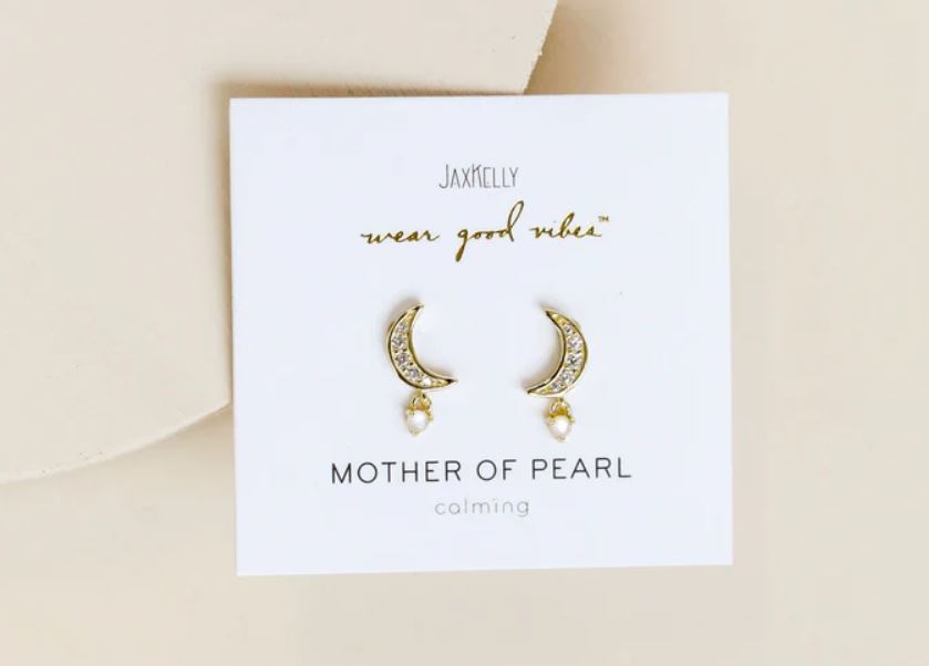 Crystal Moon Drop Earrings | Jax Kelly | Various Crystals