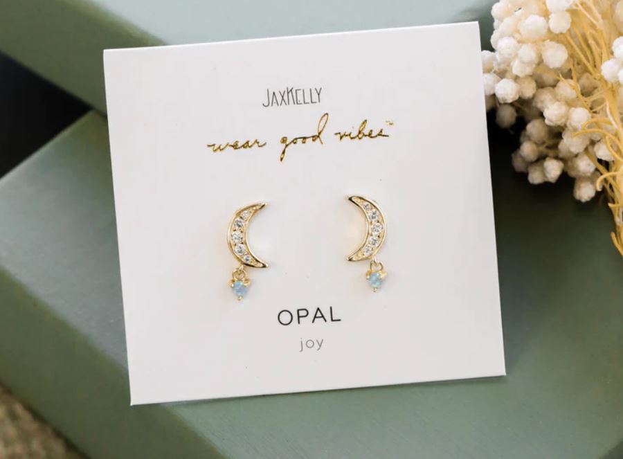 Crystal Moon Drop Earrings | Jax Kelly | Various Crystals