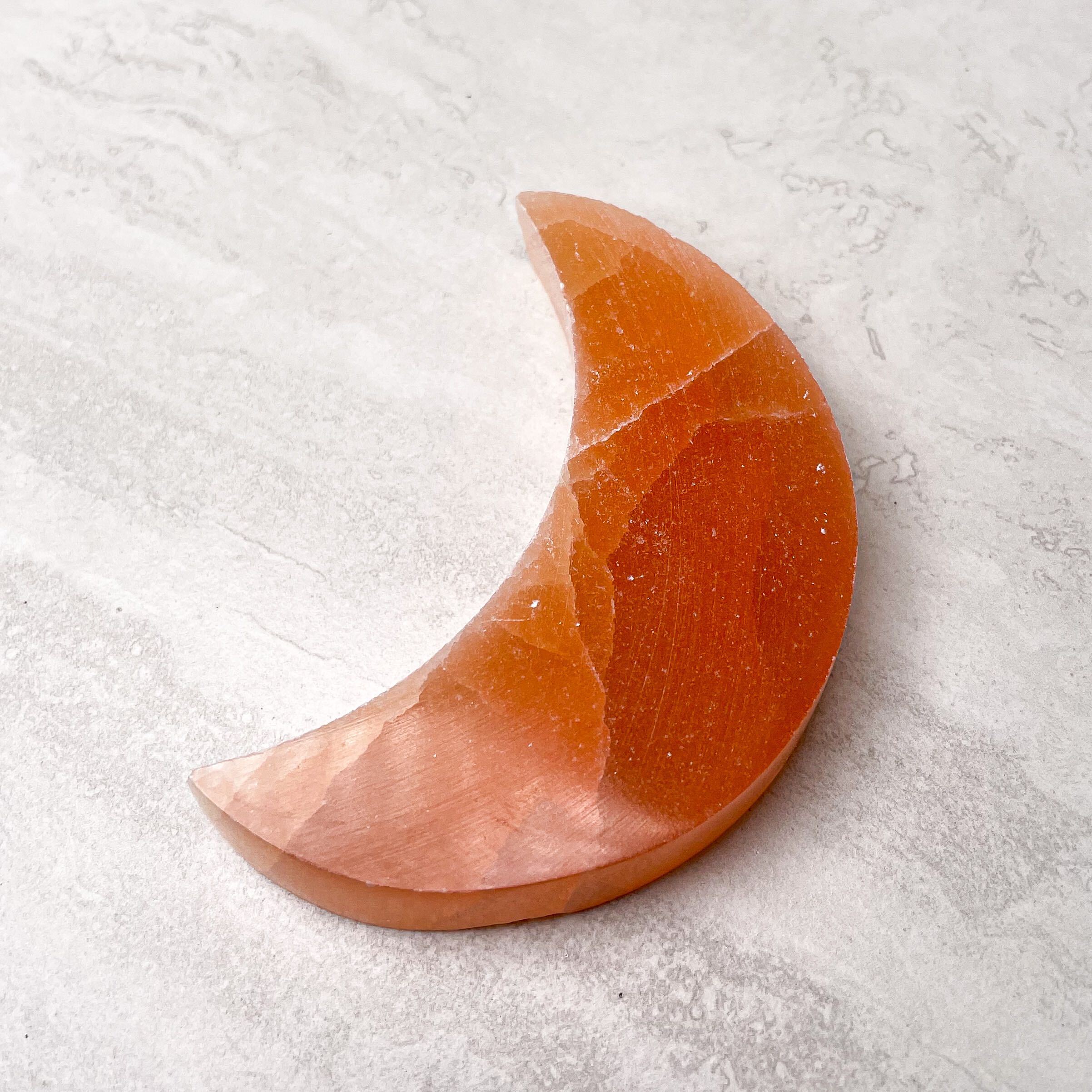 Orange Selenite Crescent Moon