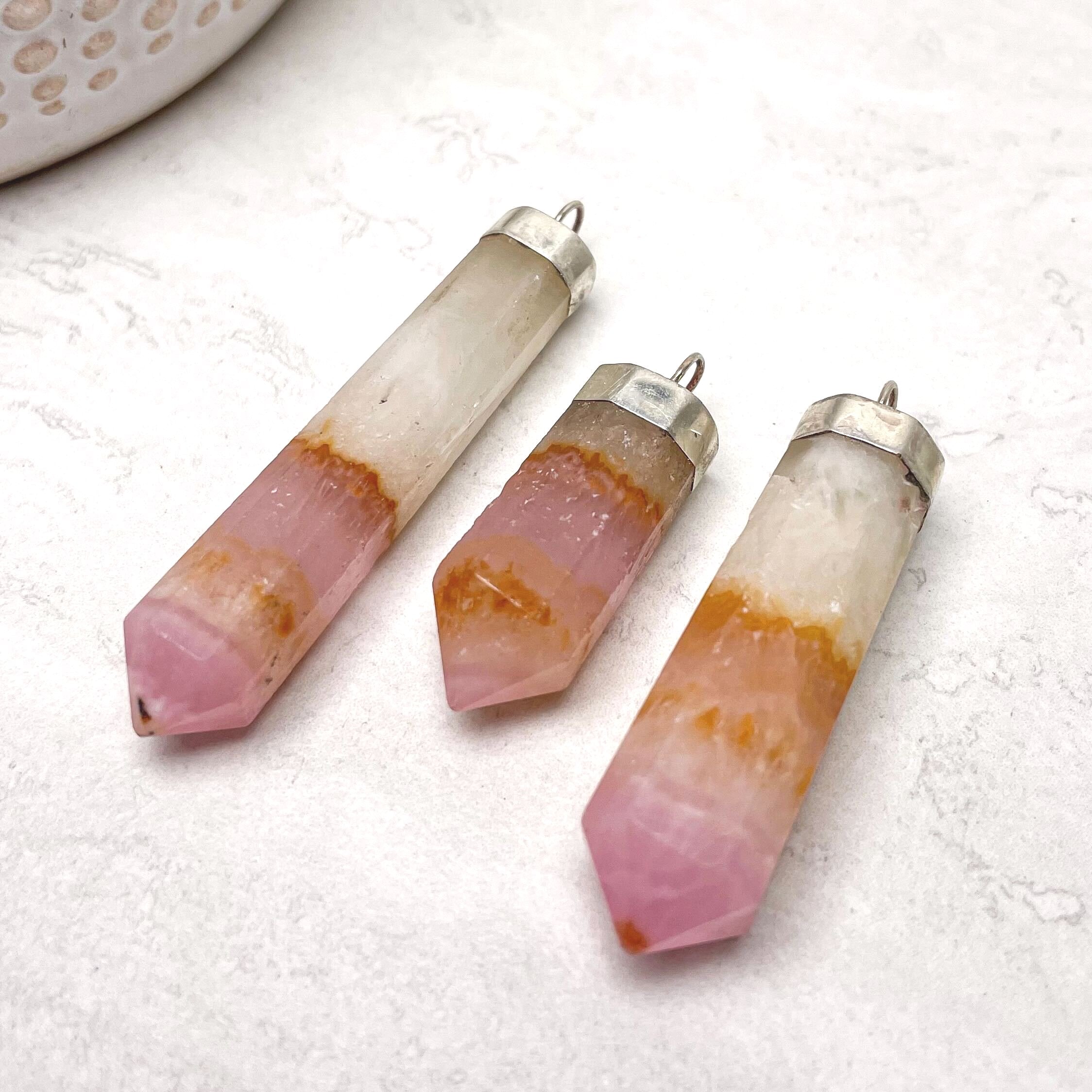 Pink Aragonite Pendants with Chain