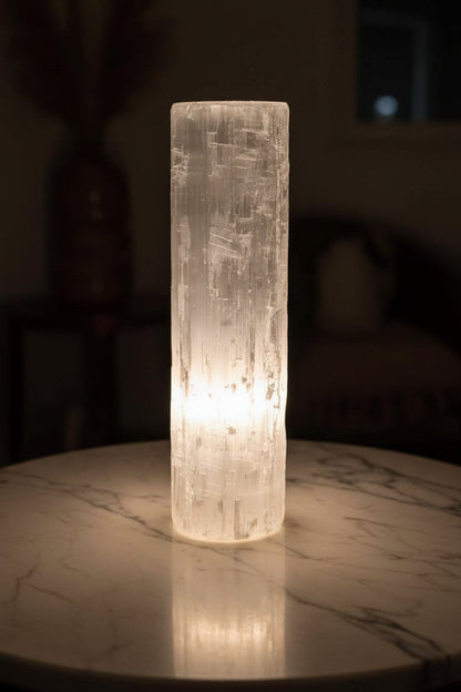 Selenite Cylinder Lamp