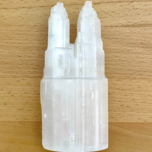 Selenite 6" Two Tower Points