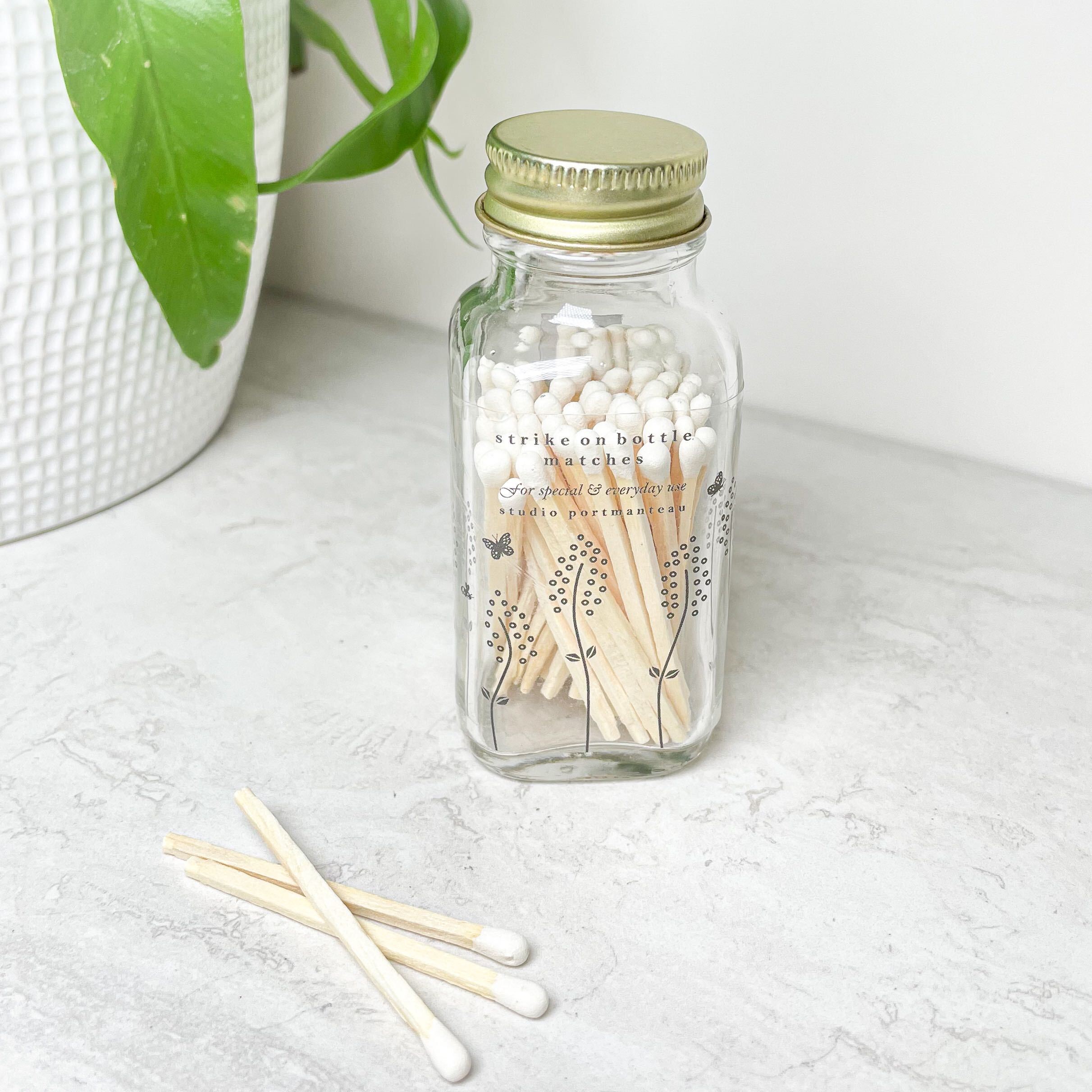 Small White Match Jars 2"