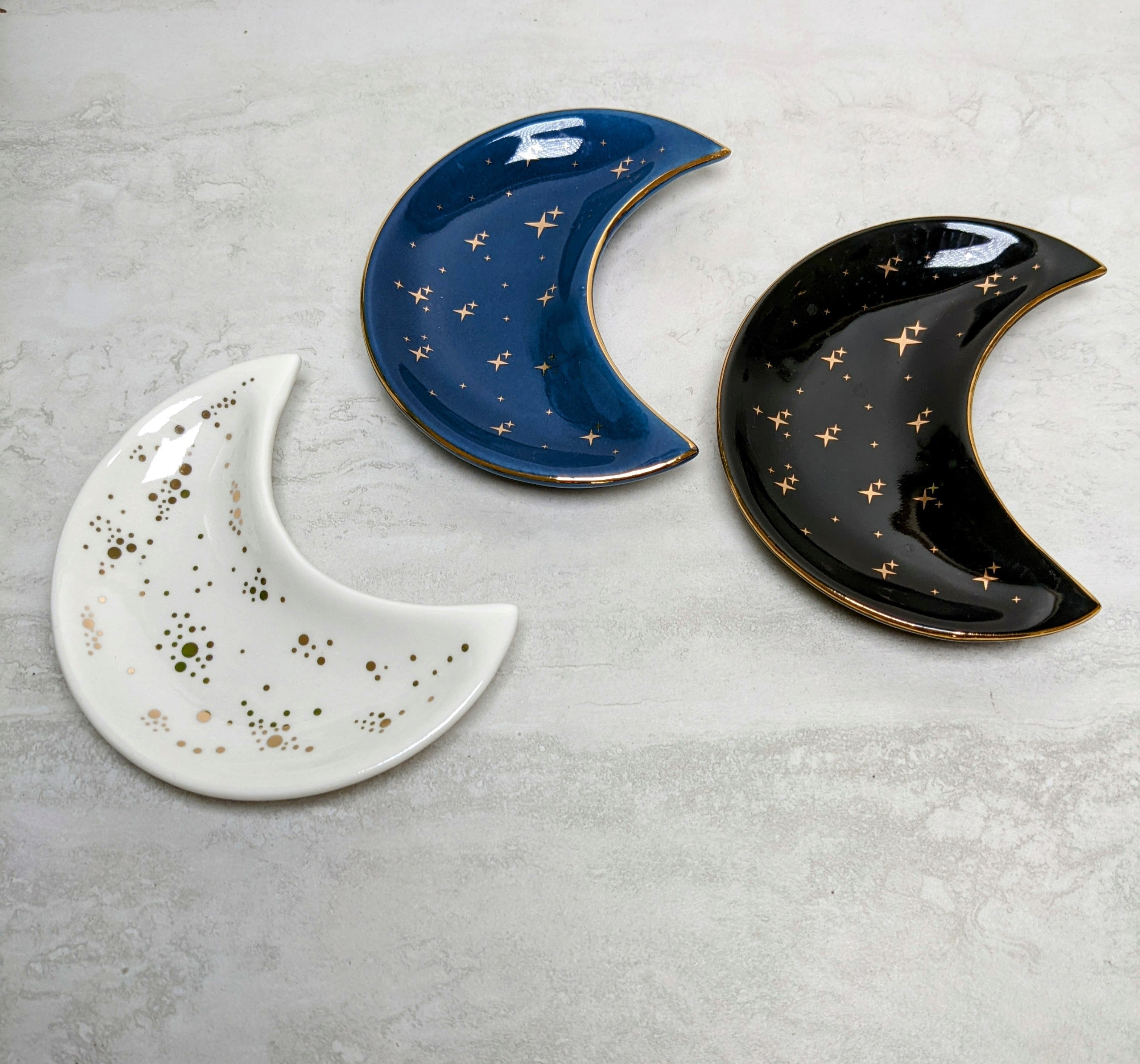 Crescent Moon Trinket Dish with Stars | Various Colors